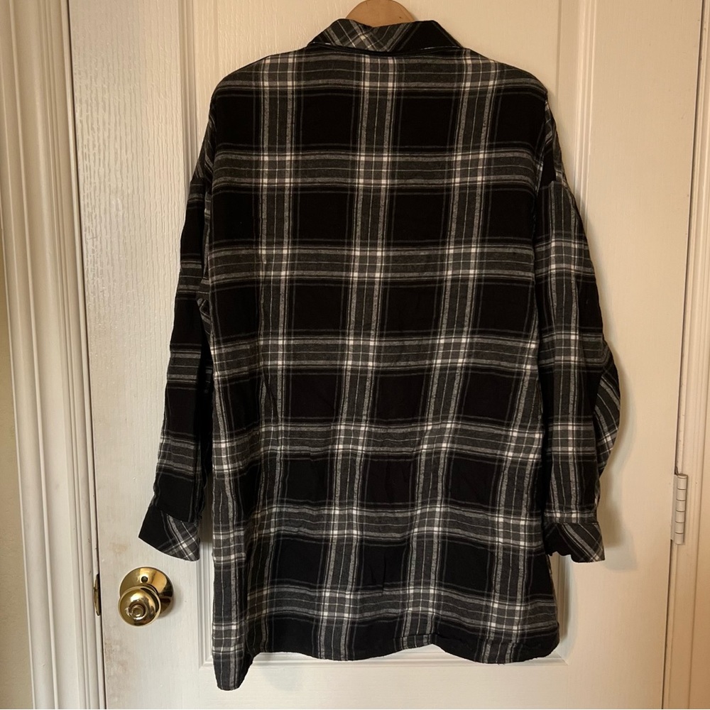 Zara Basic Black & White Oversized Flannel Shirt … - image 4